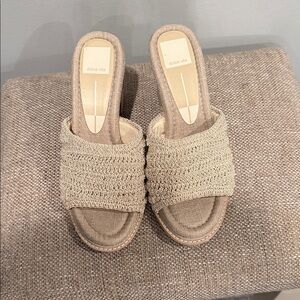 Dolce Vita Gwan Dove Woven High Heel Slide Sandal, size 7.5